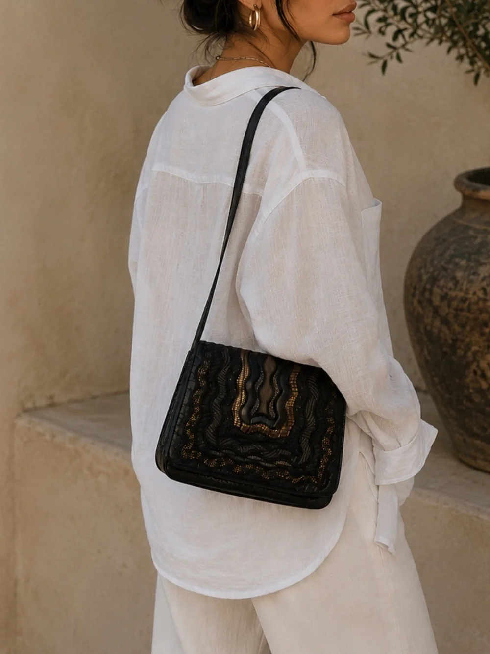 VTG Sharif lizard croc embossed leather bag